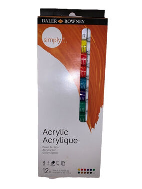 Daler-Rowney Simply Acrylic Paint Set, 24 Assorted Colors, 12 Tubes .4 Fl Oz Art